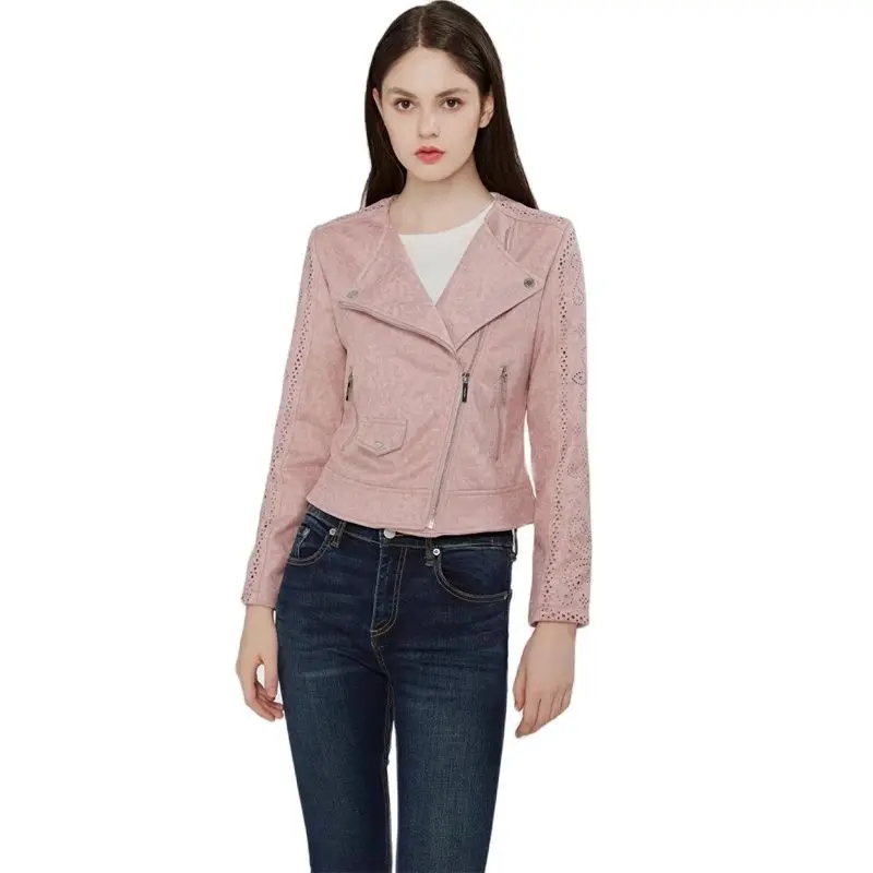 Куртка женская замшевая из искусственной кожи TMODA277 модное ажурное мотоциклетное