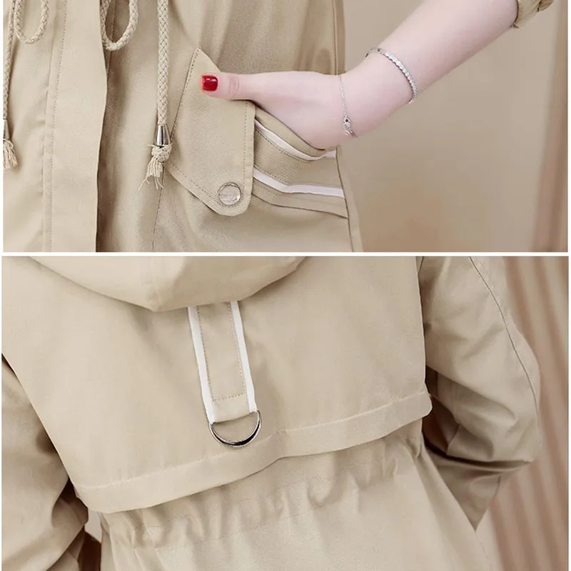 Дождевик Женский ветровка с капюшоном большие размеры OK581 для студентов