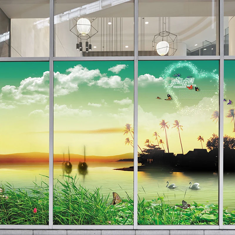 

Underwater World Furniture Film Self-adhesive Refurbished Sticker Wardrobe Sliding Glass Door Frosted Sticker