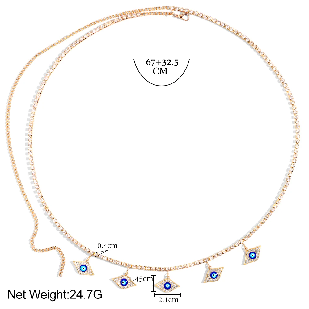 Женская цепочка на талию сглаза голубого цвета |