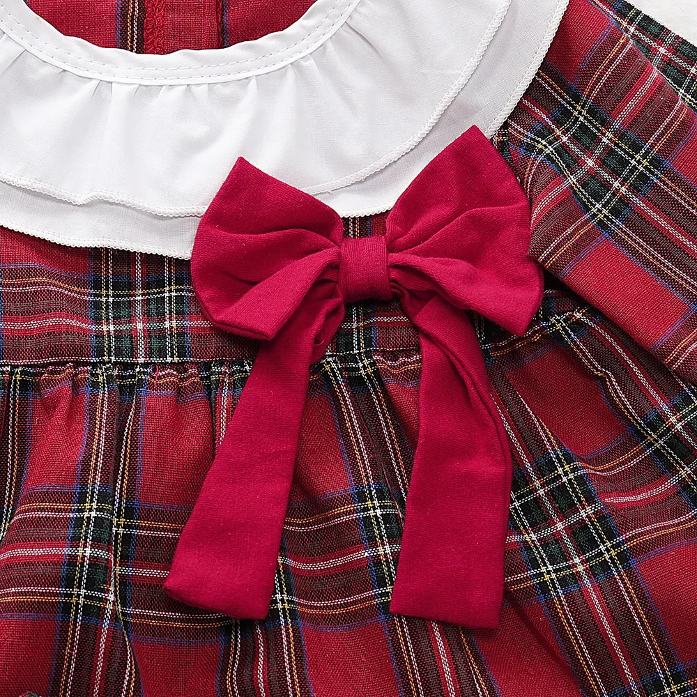 Одежда для маленьких девочек платье в клетку с длинными рукавами топ вырезом