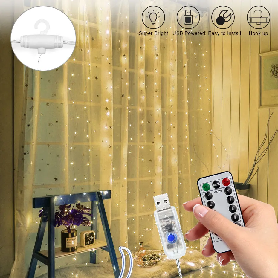 Водонепроницаемый 3 м светодиодные гирлянды светильник гирлянда штора строка s