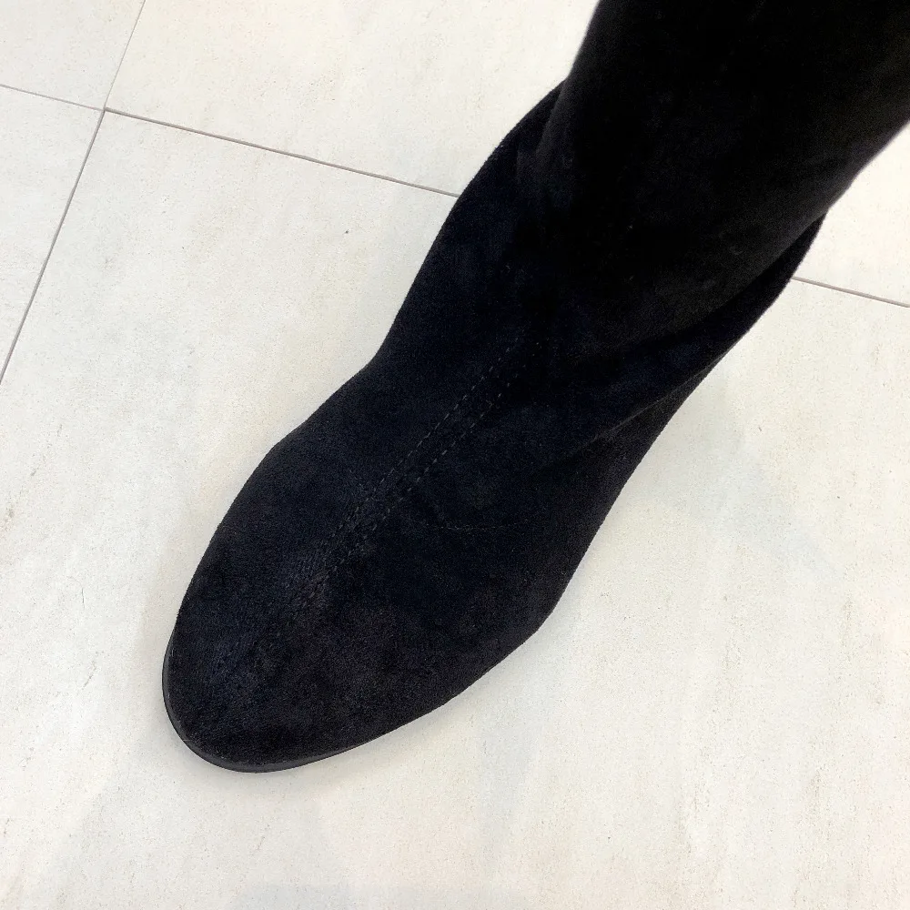 Зимние ботфорты размер 35 43 женские Стрейчевые сапоги до бедра привлекательные