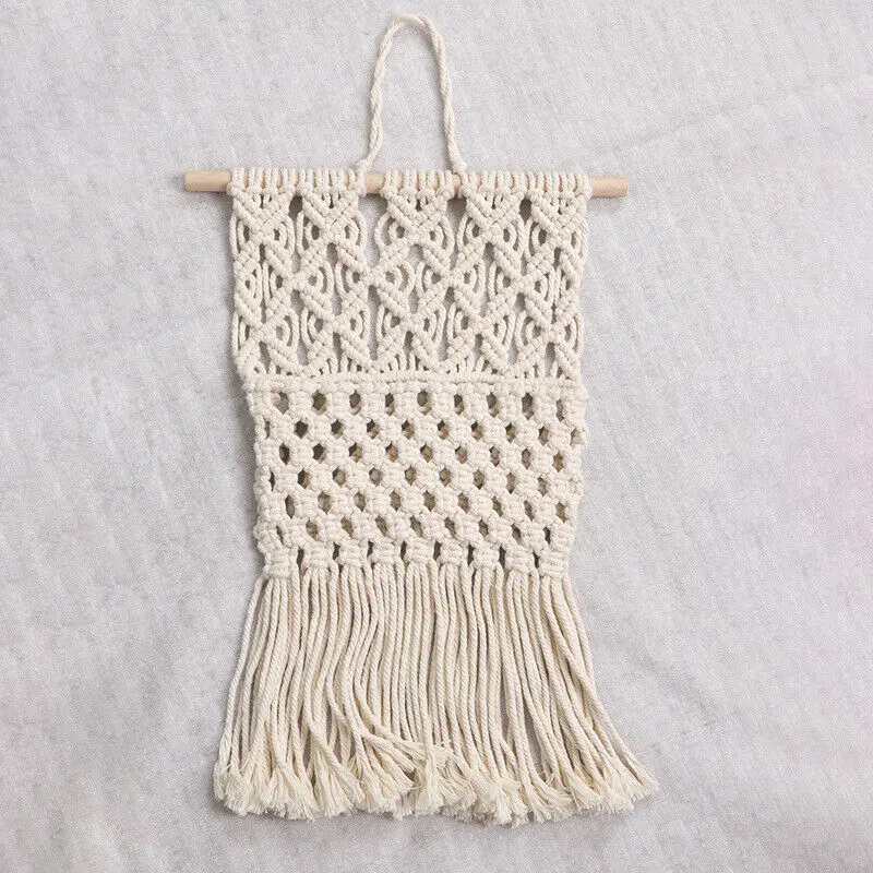 

Handmade Macrame DIY Wall Hanging Cotton Rope Tapestry Handmade Bohemian Art Wall Decor Planter Hanger Storage Bag Decor