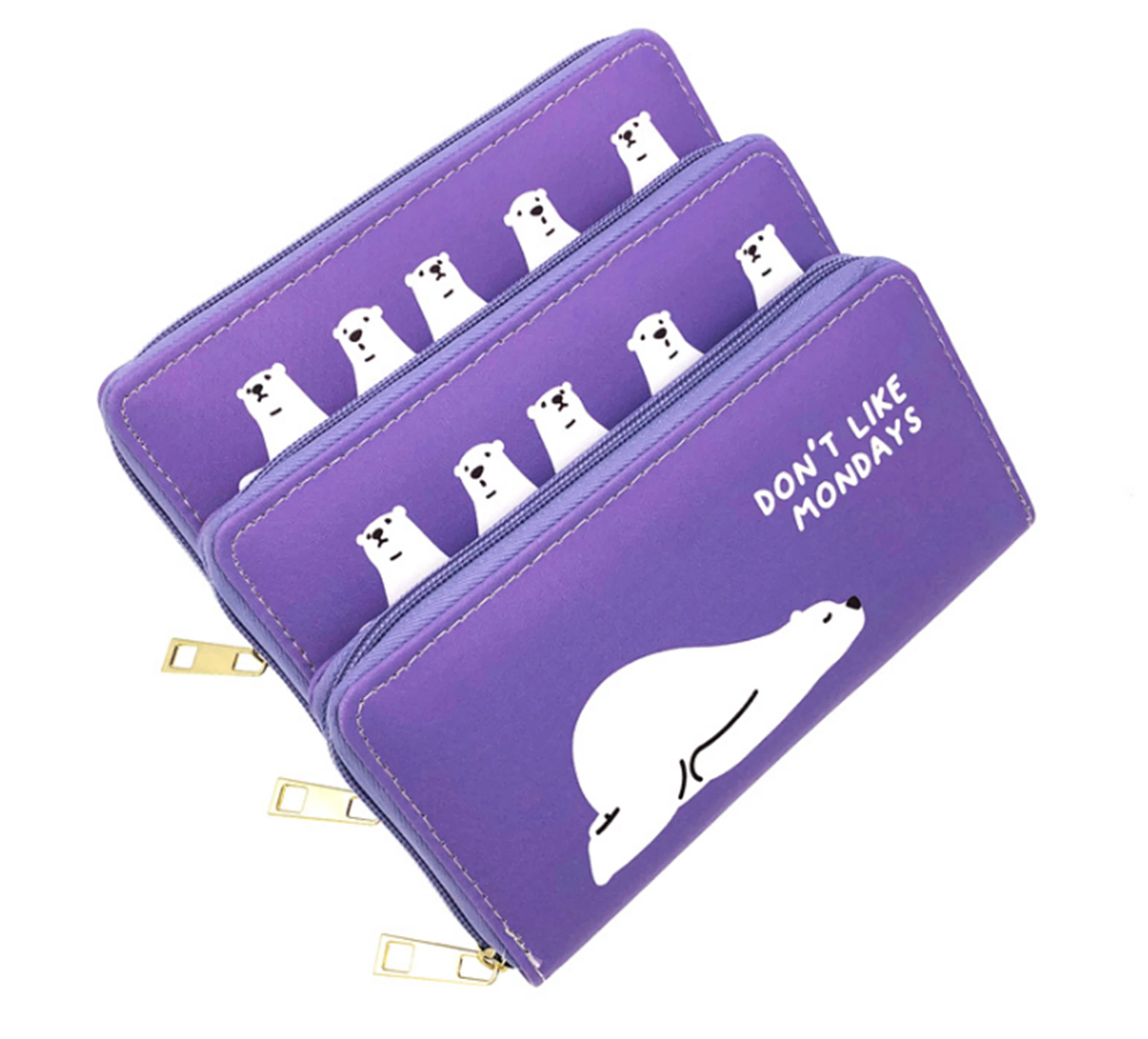 Длинный кошелек с логотипом мультяшного белого медведя для кредитных карт