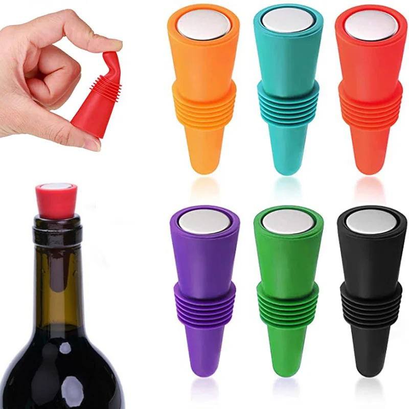 

Silicone Wine and Beverage Bottle Cap Leak Proof Champagne Bottle Sealer Stoppers Wine Saver Stopper Reusable Kitchen Bar Tools