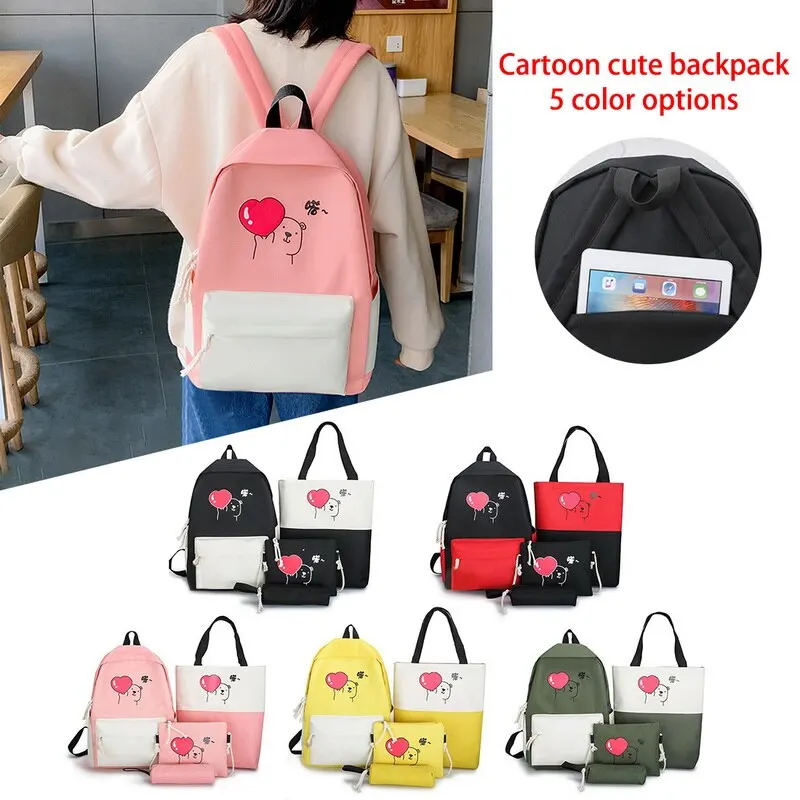 4 шт./компл. детские школьные сумки Женский нейлоновый рюкзак детская Корейская
