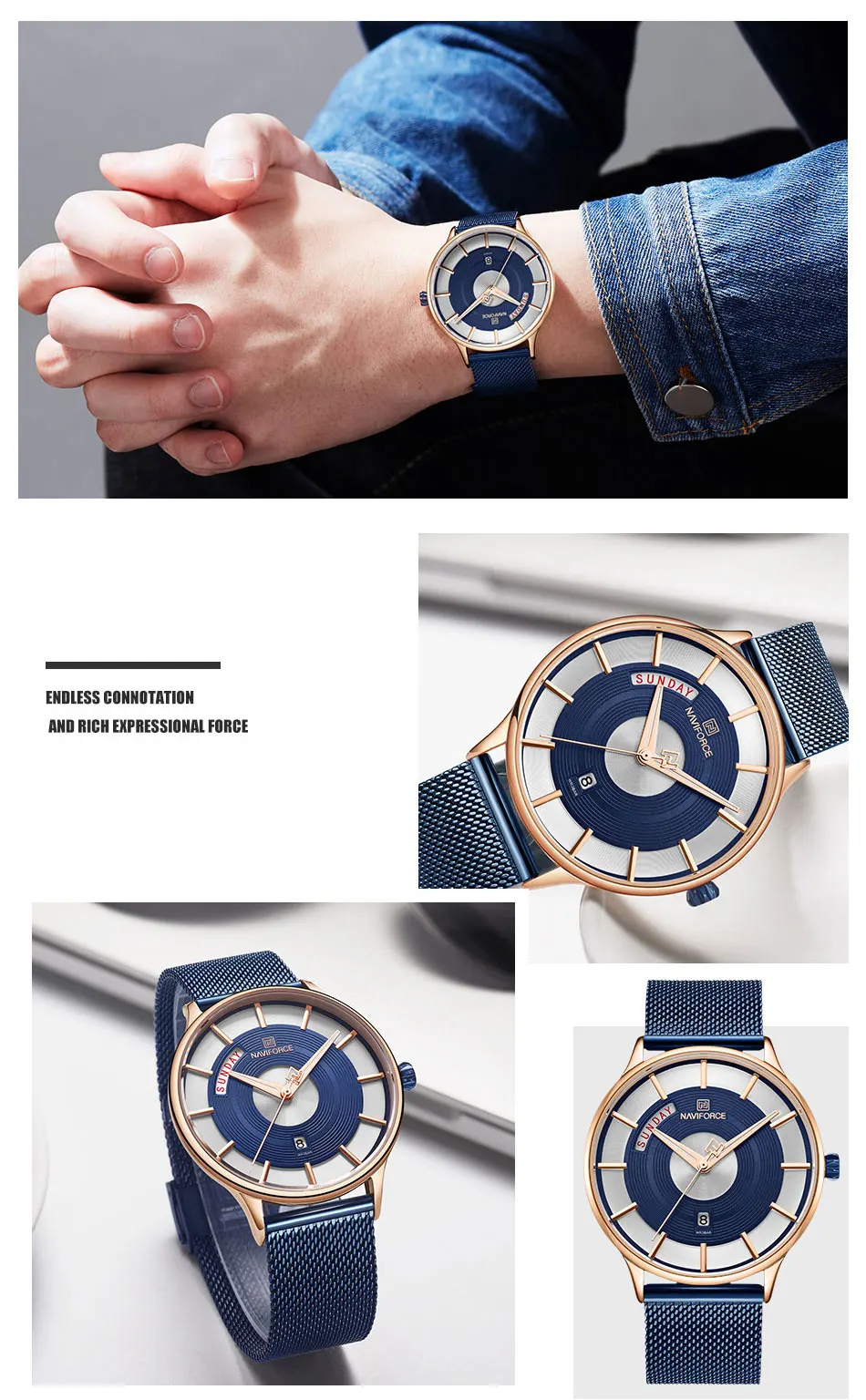 NAVIFORCE мужские наручные часы водонепроницаемые армейские бизнес с календарем из