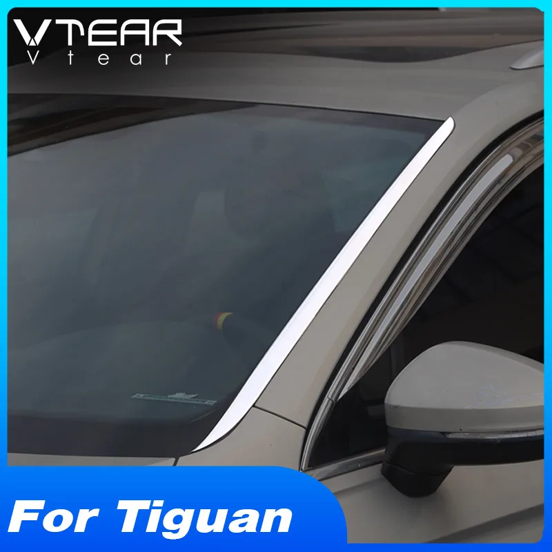 Vtear для VW Tiguan аксессуары переднее лобовое стекло Декоративная полоса Авто Переднее Окно ремонт внешняя отделка автомобиля Стайлинг
