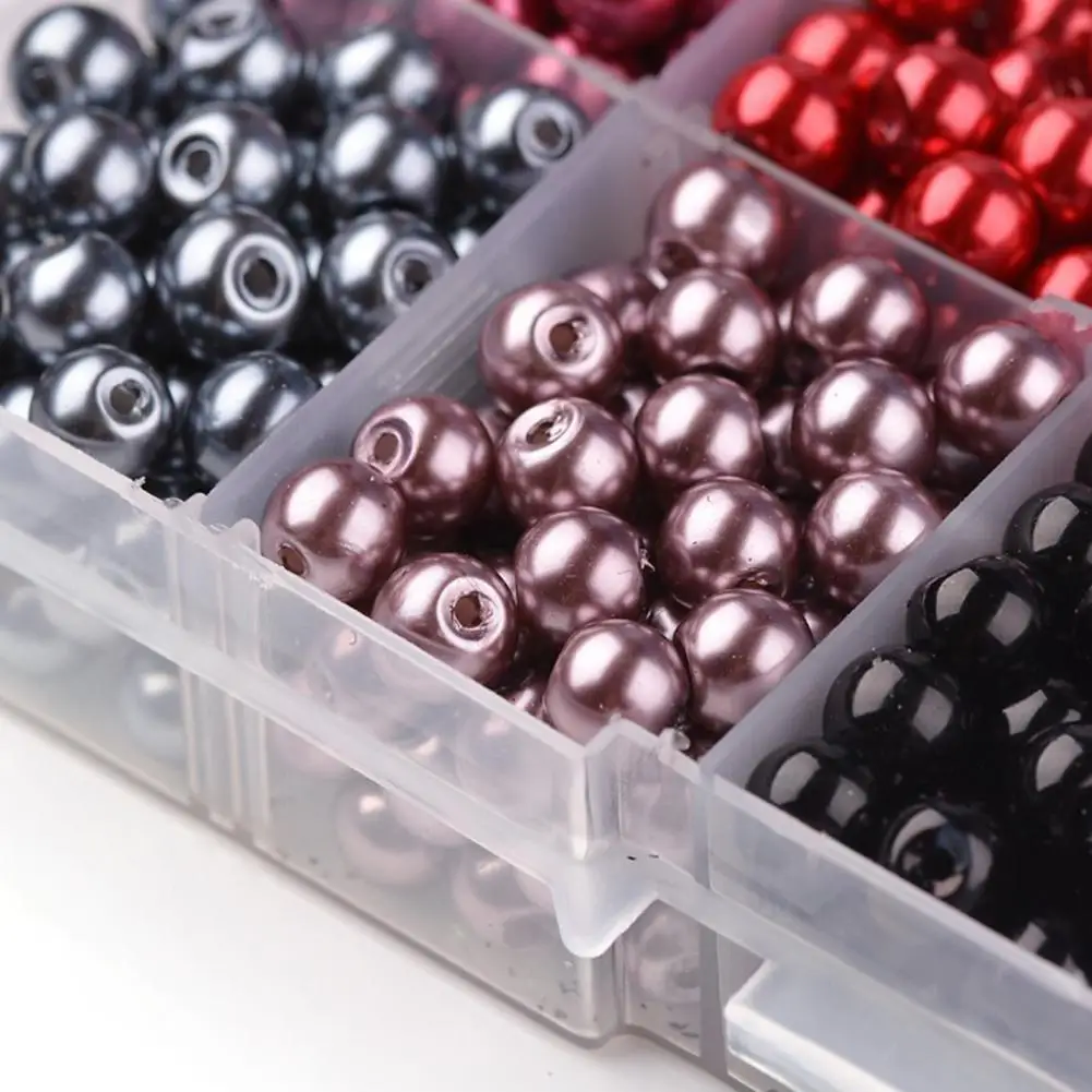 

500Pcs 6mm Round Beads Mixed-color Glass Pearls DIY Necklace Making Accessories