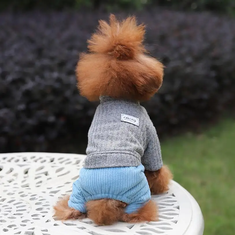 Спецодежда для свитер собак Верхняя теплая одежда боди чихуахуа Cordurory штаны