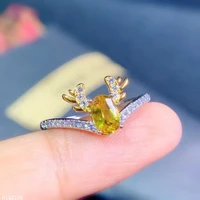 fine jewelry 925 sterling silver natural yellow sapphire micro inlaid open girl exquisite elegant ring ol style support detectio