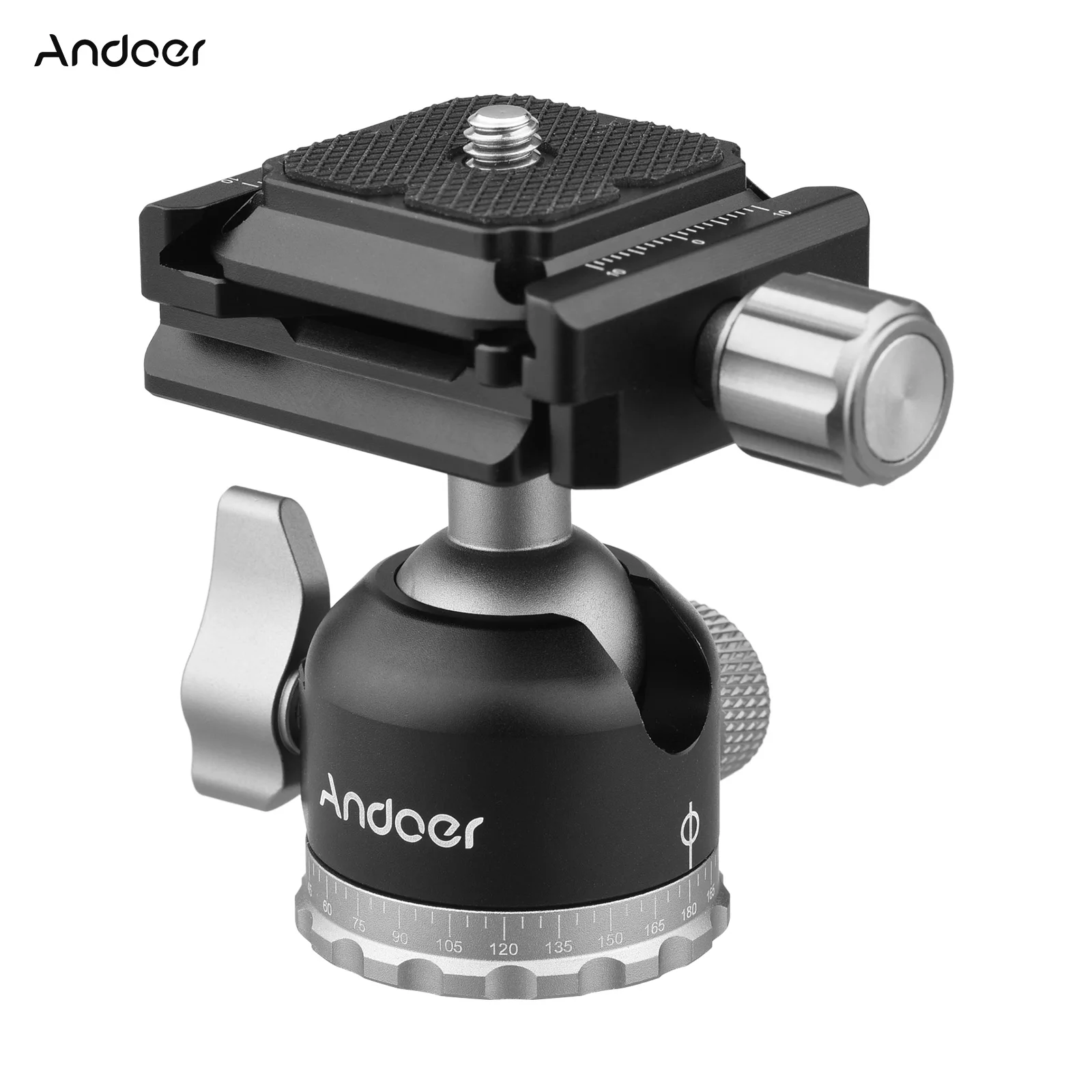 

Andoer Compact Panorama Ballhead Tripod Mount Adapter Mini Ball Head with Quick Release Plate 1/4 Inch Screw Connector 5kg Load