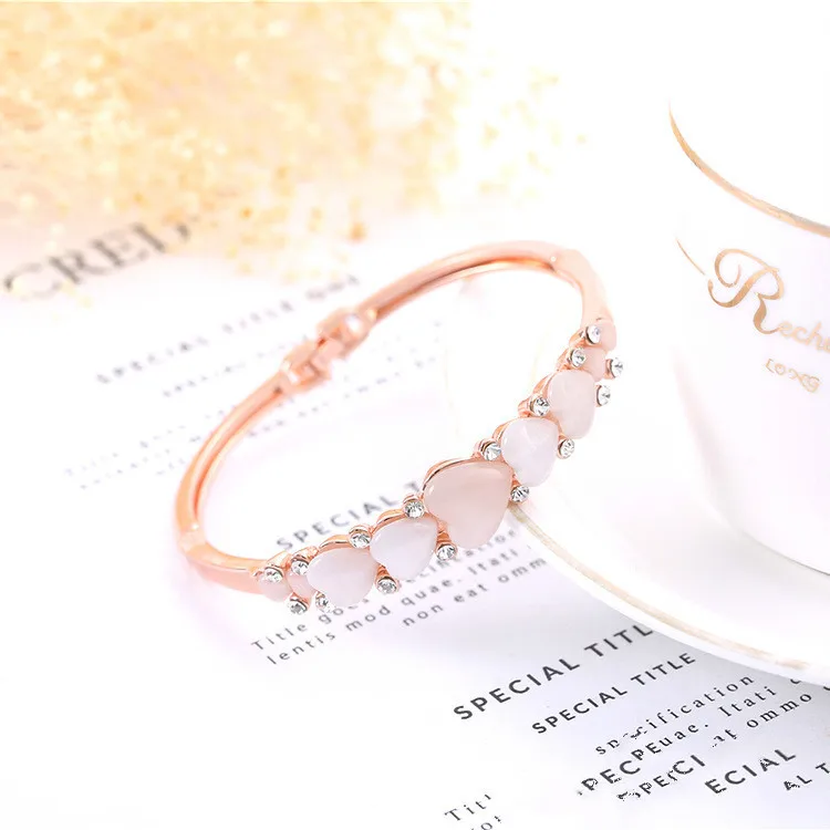 Креативный розовый браслет с надписью love чувственный опалом Стразы натуральный