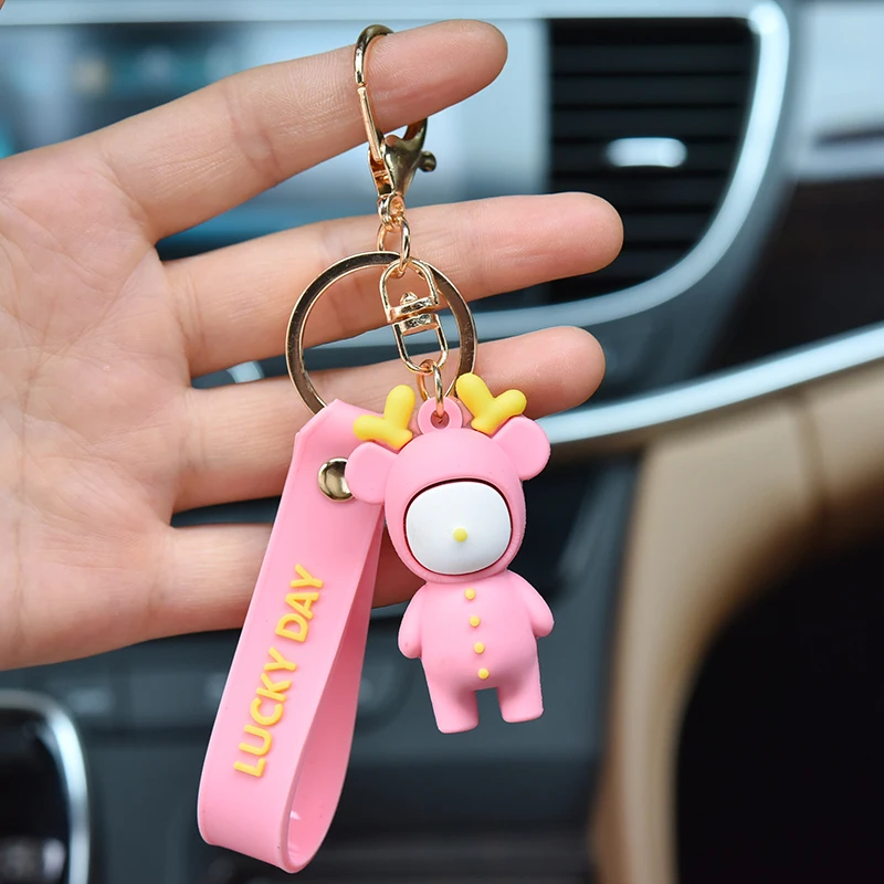 

New Lovely Animal Deer Keychain Keyring For Women Jewelry Cute Silicone Doll Key Holder Keyring Gift EH143