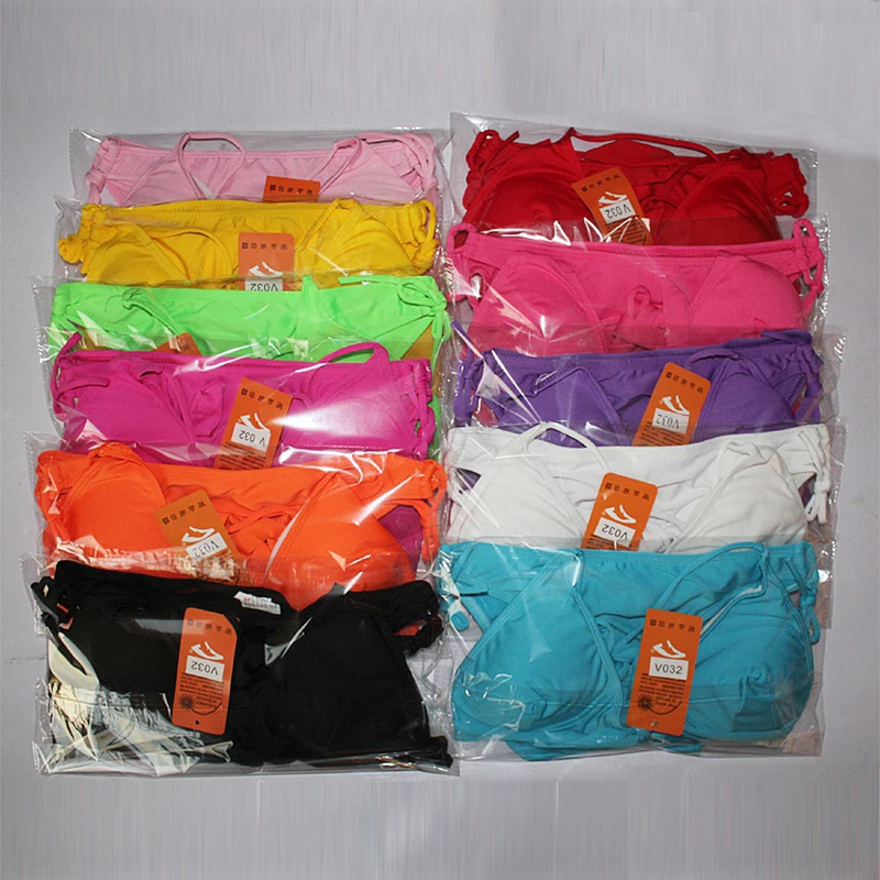 

Vintage Removable Padding Bowknotted Top Women's Bandage Strappy Victoria Bikini 2021