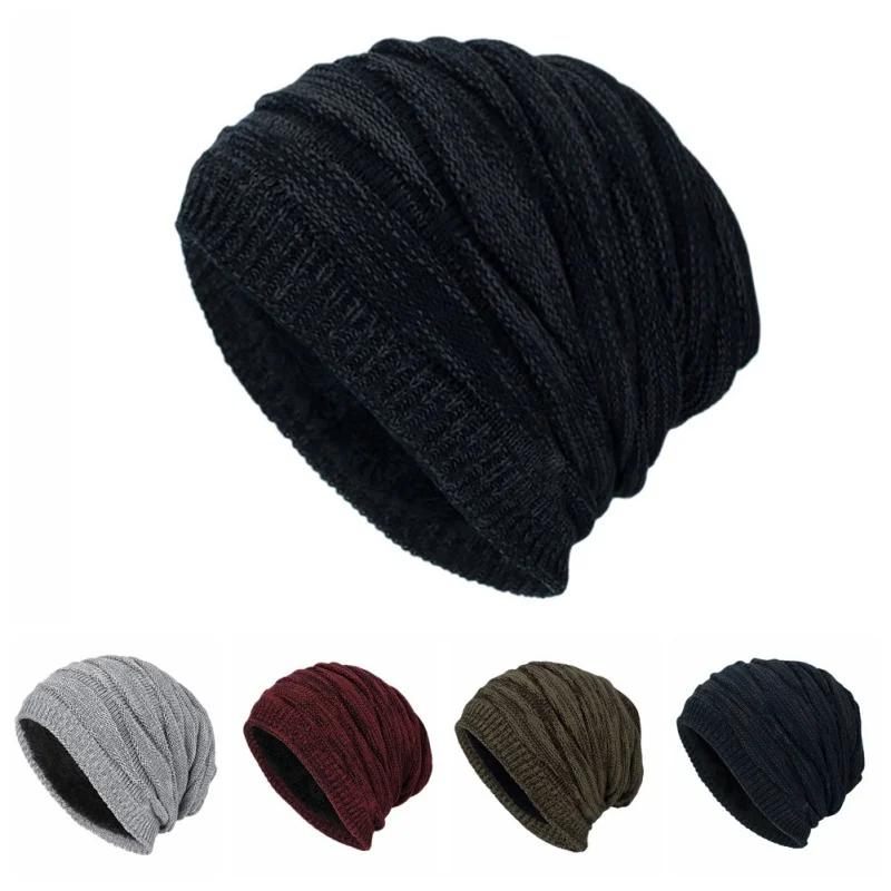 

Men Winter Fashion Knitted Hat Unisex Beanie Hat Women Keep Warm Solid Color Ski Bonnet Cap Outdoor Sports Cycling Hiking Hats