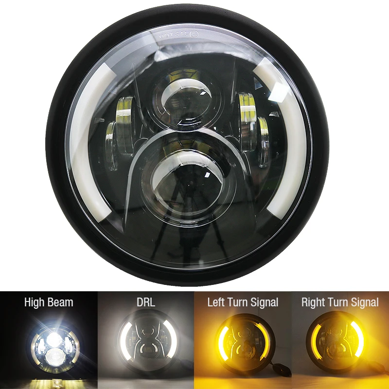 7.5-дюймовый универсальный раундовый LED-фаркоп для мотоцикла Cafe Racer с передним освещением на расстояние.