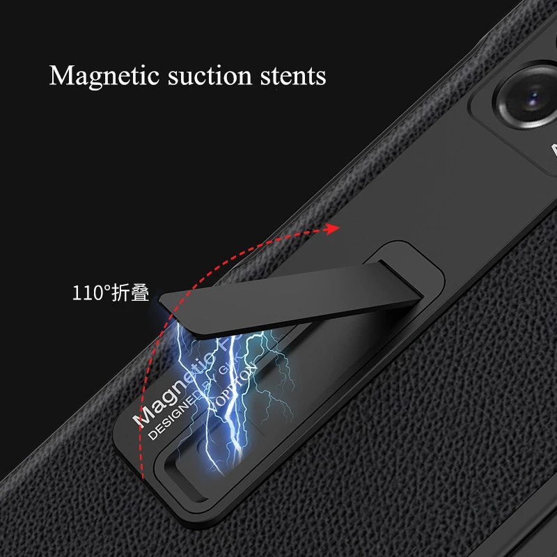 

2021 Grain Leather Case for Samsung Galaxy Z Fold 3 5G Cover Kickstand Hard Cover for Galaxy Z Fold3 2 5G Fundas Shockproof