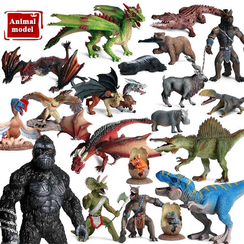 

Oenux Original Savage Magic Dragon Simulation Dinosaur Warrior Action Figures Pvc Lifelike Figurines Education Kids Toy Gift