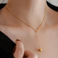 2021 titanium steel chain choker necklaces for women pendant temperament design style smoked pull tassel fashion jewelry