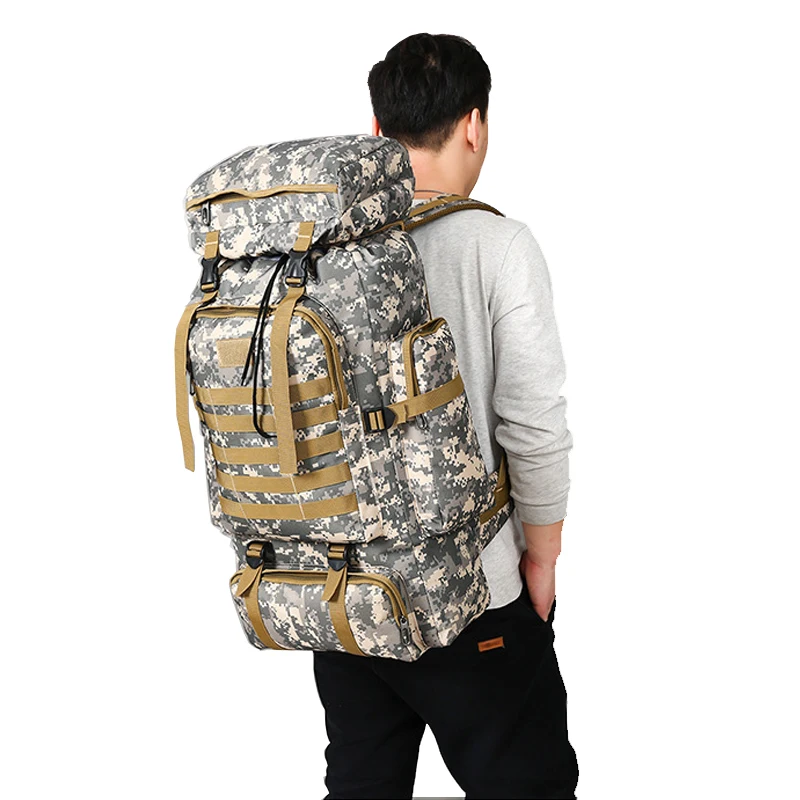 

80L Waterproof Molle Camo Tactical Backpack Military Army Hiking Camping Backpack Travel Rucksack Outdoor Sports Climbing Bag
