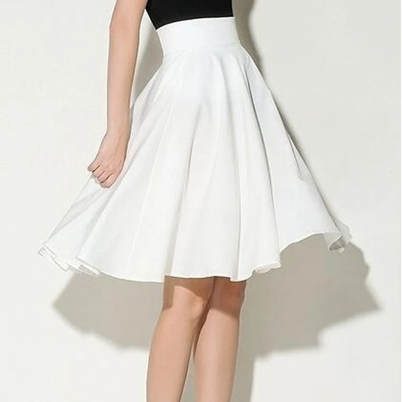 

Hot Sale 2021 women's High Waist Petticoat Pleated knee-length Retro Casual Petticoat Summer Soild Color All-match Skirt