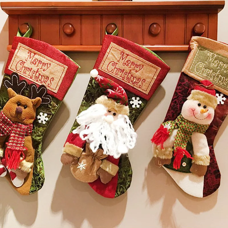 

Kawaii Christmas Socks Gift Bag Family Decoration Socks Christmas Eve Christmas Gift Children Christmas Tree Pendant Candy Bag