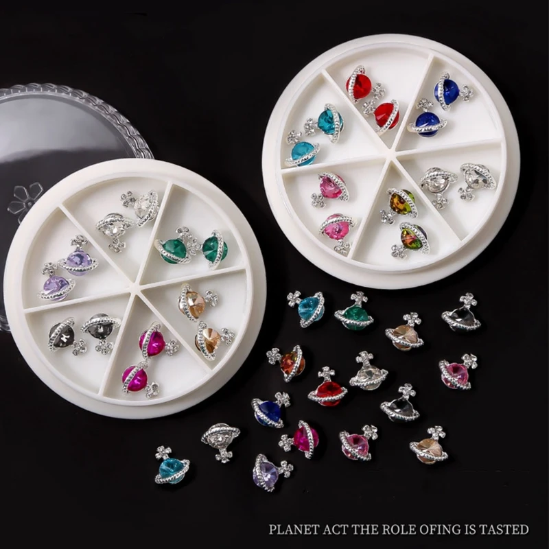 Планет Стразы Подвески для ногтей Сатурн подвеска планета дизайн Искусственный