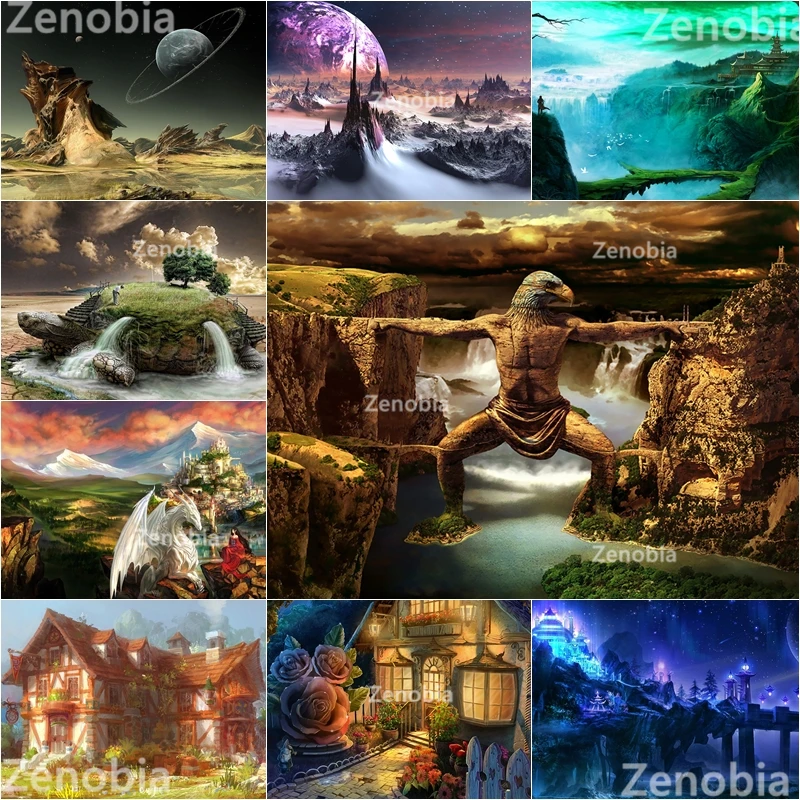 

Dragon Diamond Painting Vintage Anime Fantasy Worlds 5D DIY Abstract Gift Turtles Birds Beasts Scenic Crafts Interior Home Decor