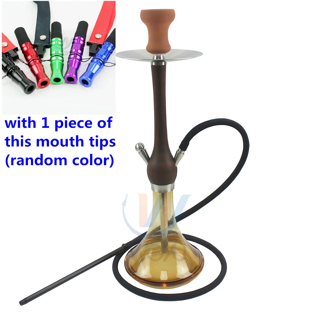 with mouth tips Новое поступление, деревянный стебель, Аравийский кальян, персональный слинг, кончики рта, курительный горшок, желтое стекло, одна труба для дома или бара, деревянный кальян - Цвет: with mouth tips