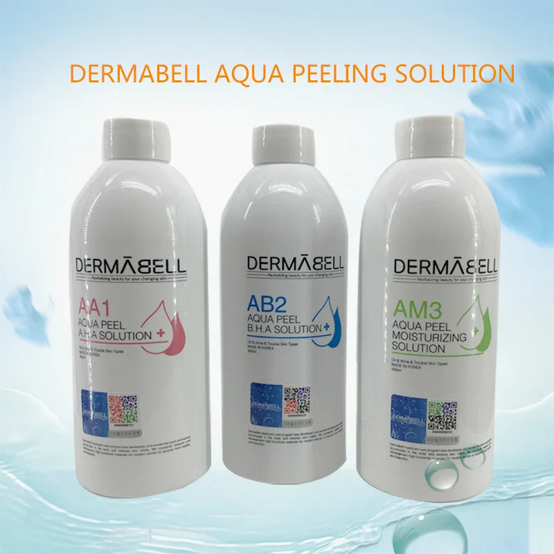 Three Bottles Aqua Peeling Solution AA1 AB2 AM3 400ml Per Bottle Aqua Facial Serum Hydra Facial Serum for Normal Skin Use