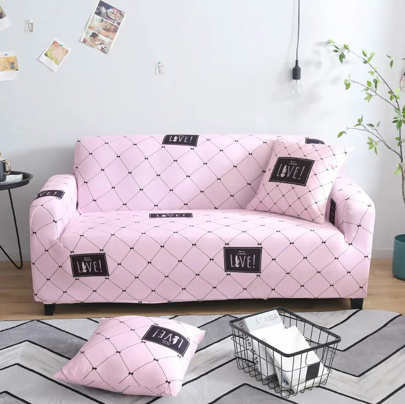 

Pink Lattice Sofa Slipcovers Tight Wrap All-inclusive Slip-resistant Elastic Cubre Sofa Towel Corner Sofa Cover Couch Cover