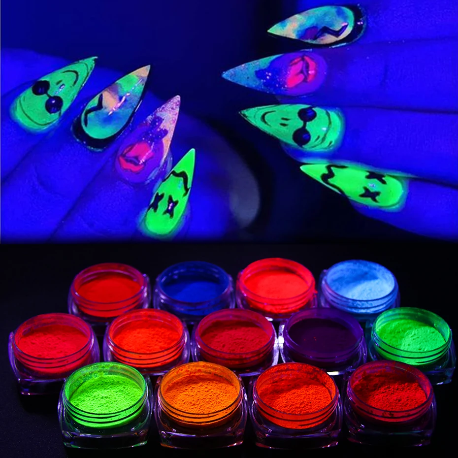 Неоновый Пигмент Ногтей Блеск Флуоресценции Русалка Втирание Лак Для Порошок