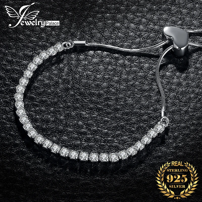 JewelryPalace любовь вечность 4ct кубический цирконий регулируемый браслет серебряный