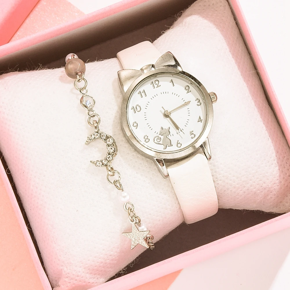 Детские часы для студентов детские розовые платье девочек кожаные с рисунком