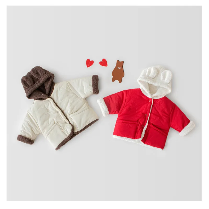 

Winter Babywinter Clothes Boys Girls Newborn Bear Plush Thickened Warm Cotton Coat Double Faced Cotton Padded Kids Winter Coats