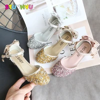 girls shoes leather rhinestone bow children party wedding dance shoes 2020 new kids princess shoes crystal girls high heels