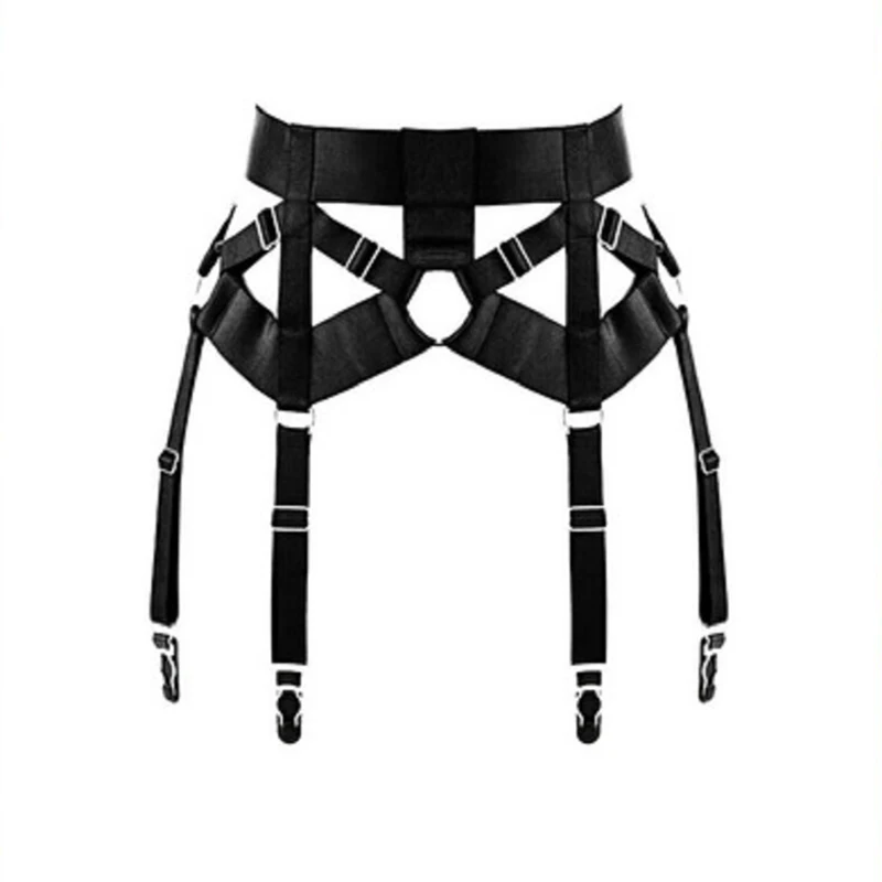 

4 Strap Elasticity Luxury Suspender Belt Black Women Fashion Punk Suspender Belt Body Cage Thigh Garter Fetish Underwear