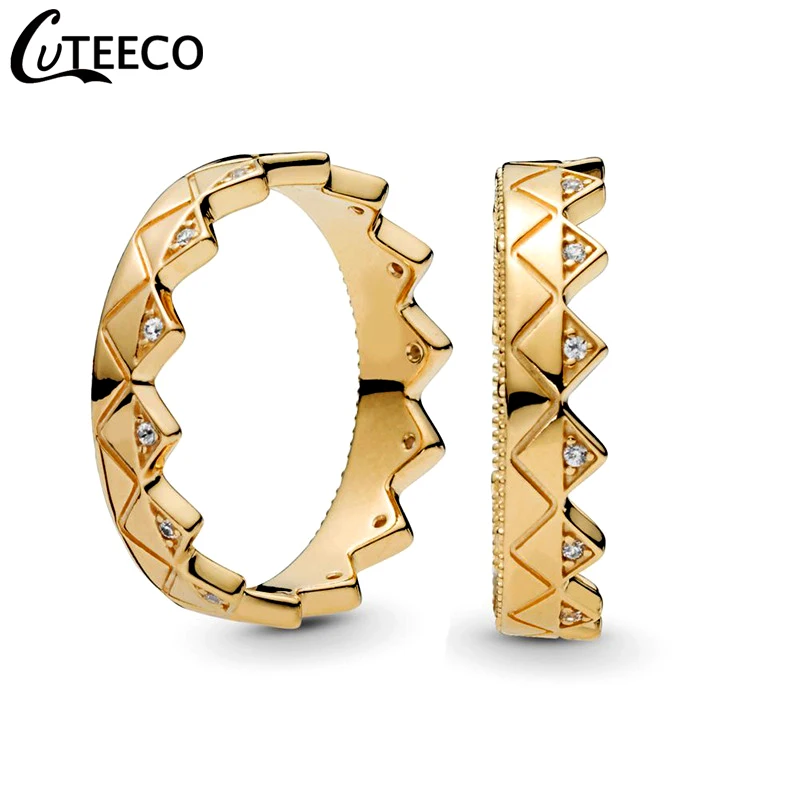 Новинка 2019 экзотические кольца CUTEECO золотого цвета с короной для женщин