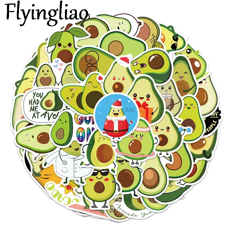 

50pcs Christmas Avocado Scrapbooking Stickers Packs Waterproof Skateboard Luggage Motorcycle Guitar Graffiti Kid Toy decals