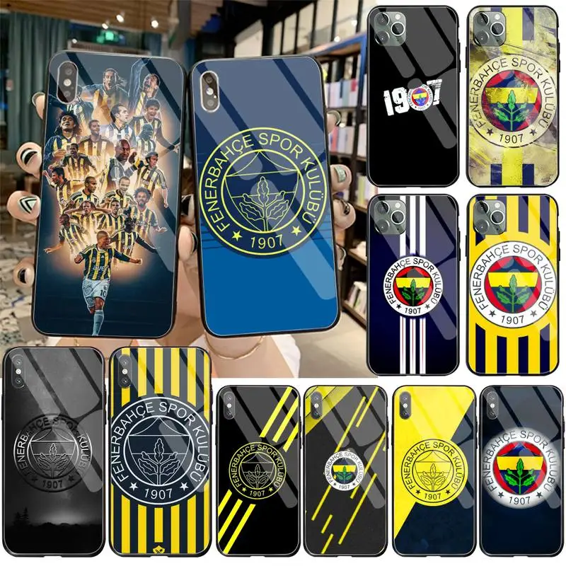 Турция Fenerbahce Футбол черный мягкий чехол для телефона закаленное стекло iPhone 11 Pro XR