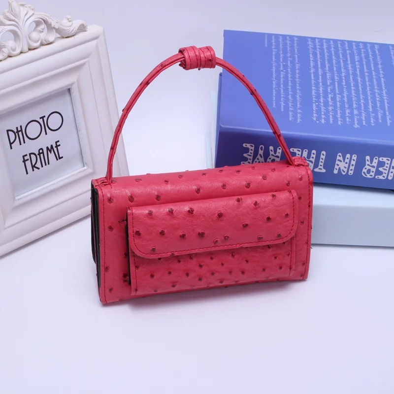 Женский клатч из страусиной кожи Сумочка через плечо на цепочке кошелек питона