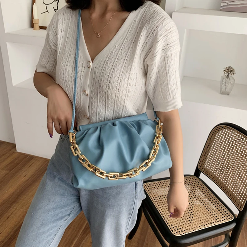 Сумка кросс-боди Женская на толстой цепочке Роскошный дизайнерский Кожаный