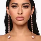 Романтические розовые стразы длинные висячие серьги с кисточками в форме сердца для женщин Висячие серьги в форме капли воды с кристаллами эффектные ювелирные изделия