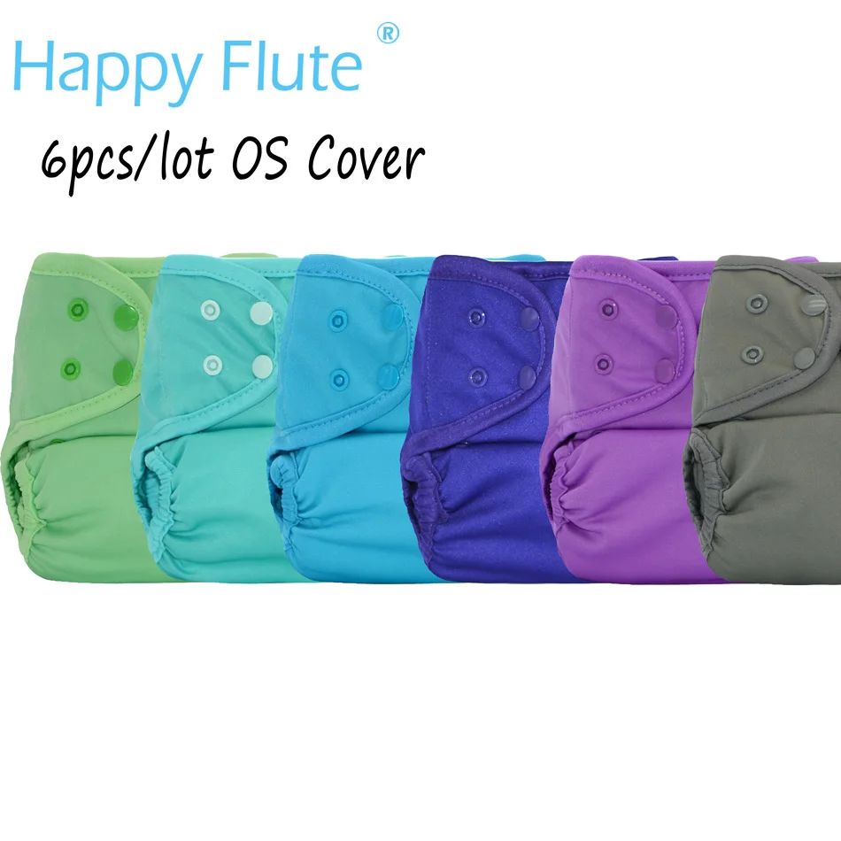 50 шт./партия, чехол для подгузников Happy Flute onesize,, однотонные цвета, водонепроницаемые и дышащие, подходит для 3-15 кг