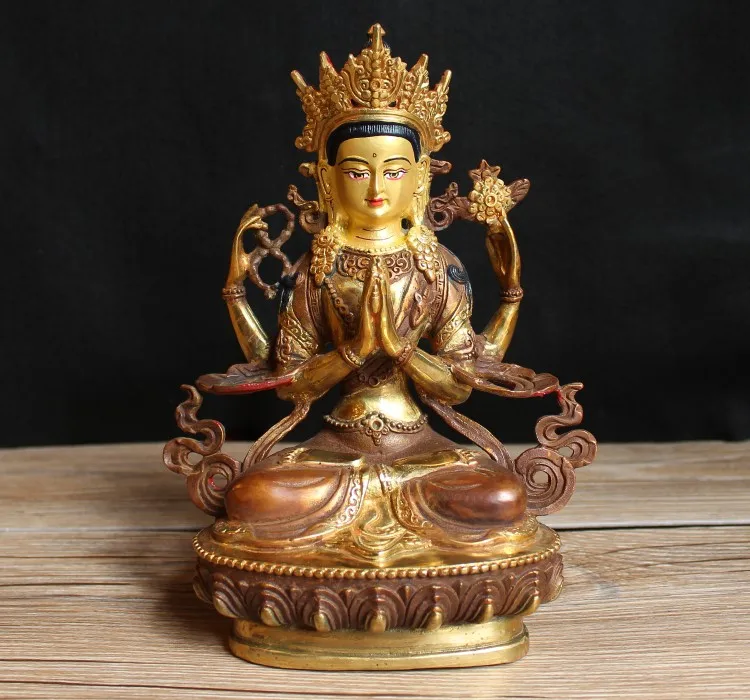 

RELIGIOUS BUDDHA FIGURE # HOME OFFICE EFFICACIOUS TALISMAN HOUSE PROTECTION # 22CM TIBETAN BUDDHISM BRASS BUDDHA STATUE