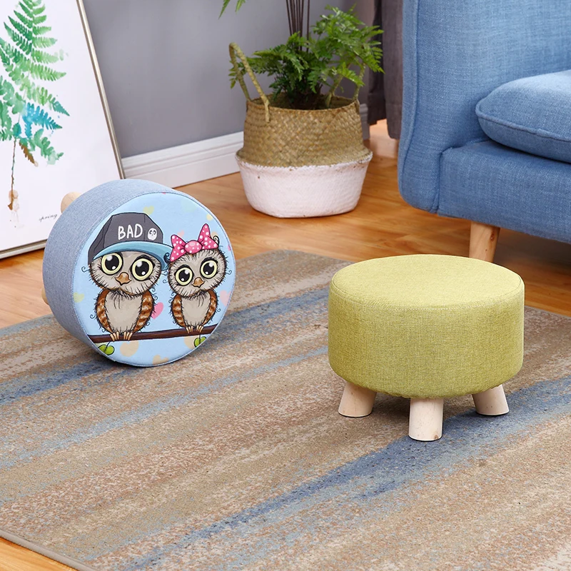 Современный роскошный мягкий стул для ног скандинавский круглый тканевый