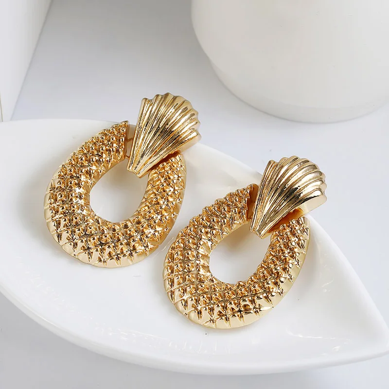 Винтажные круглые серьги золотого цвета для женщин большие геометрические