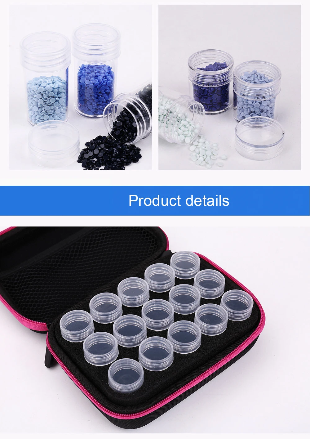 5D Diamond Painting Storage Box 30/60/120-Slot Handmade Accessories Tools Mosaic Jewelry Beads Container Jar Zippered Case